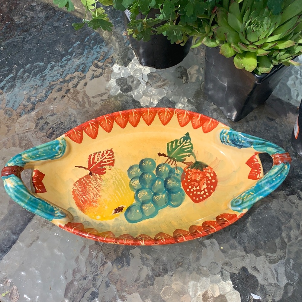 Hand Painted ITALIC ARS 14in platter/tray